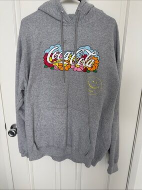 Coca Cola Gray Zip-Up Style Hoodie with Colorful Logo